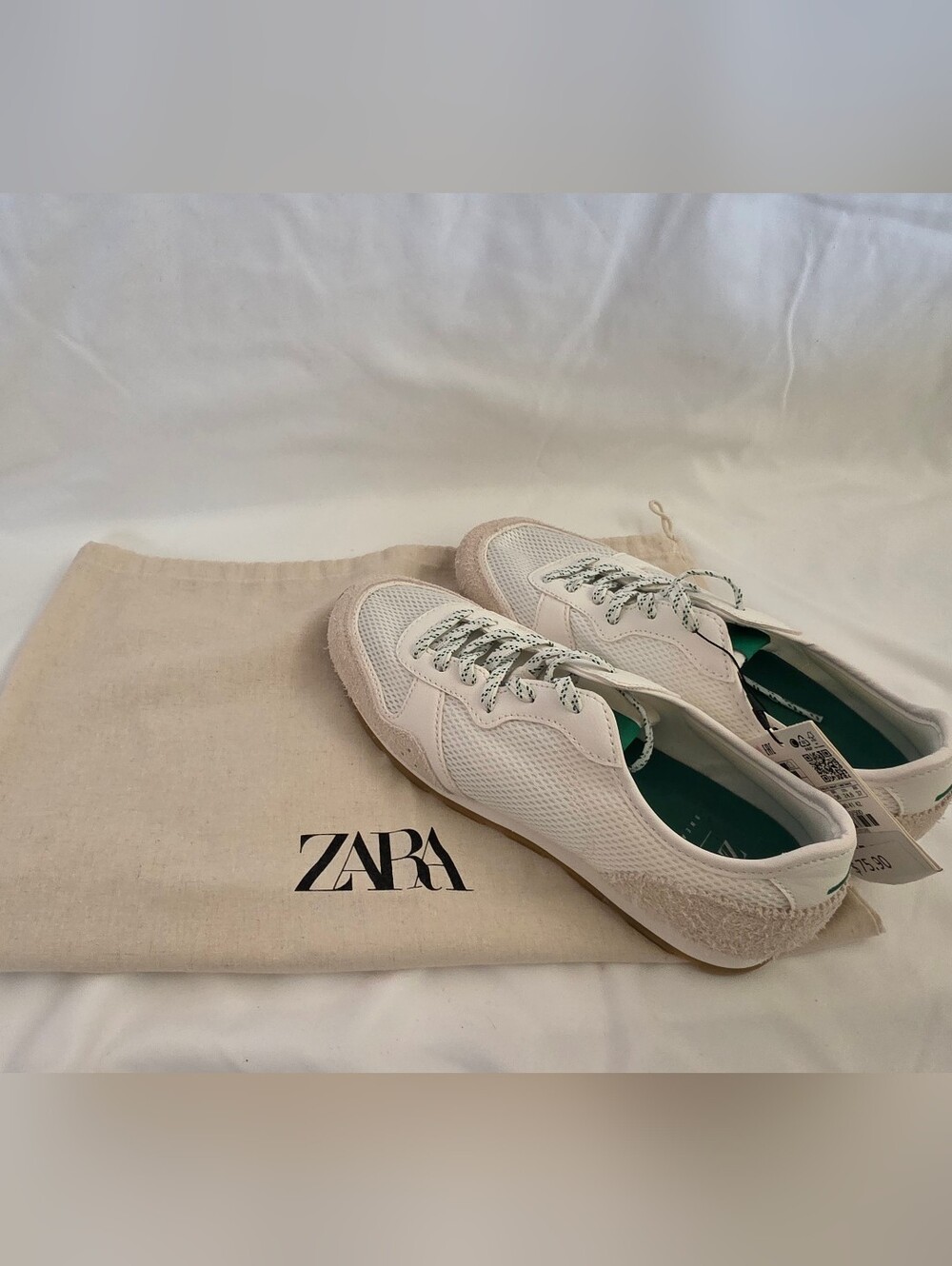 Zara White Mesh Lace-Up Sneaker | Platform Crepe Sole NWT Size 7.5